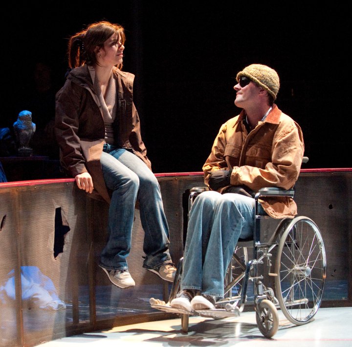 Kayleen (Gabriela Fernandez-Coffey) and Doug (Tim Getman) - Gruesome Playground Injuries - directed by John Vreeke - Woolly Mammoth Theatre, Washington DC