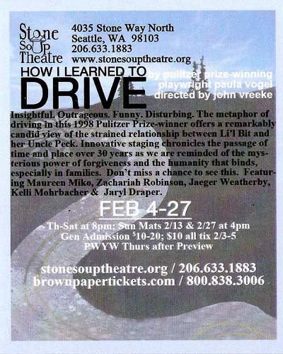 How I Learned To Drive - Directed by John Vreeke - Stone Soup Theatre